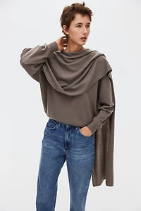 Cashmere-Blend Sweater with Scarf Detail