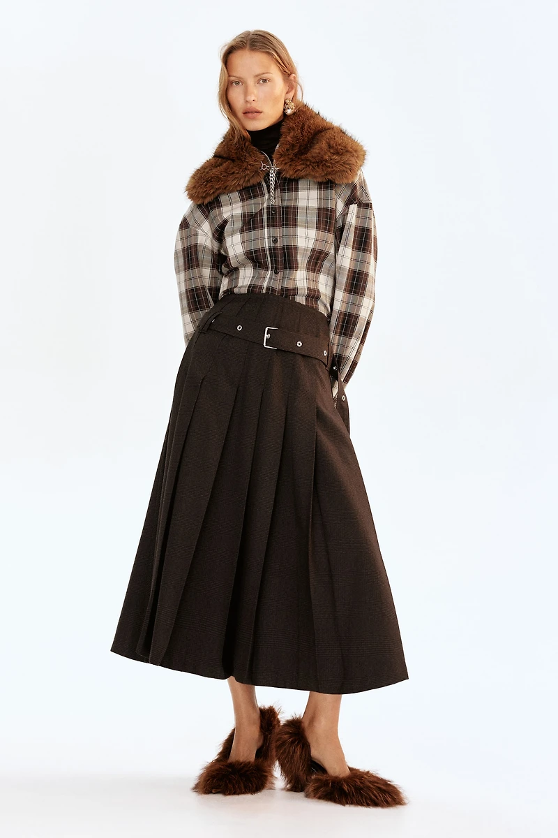 Defined-Waist Twill Shirt