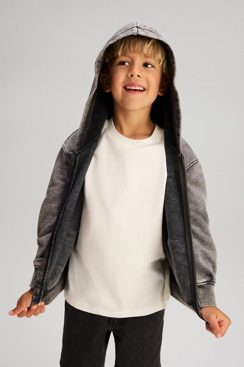 Print-Motif Hooded Jacket