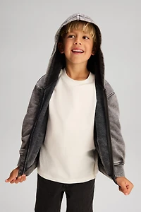 Print-Motif Hooded Jacket