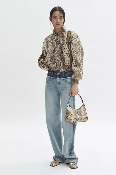 Blouson d'aviateur à imprimé peau de serpent