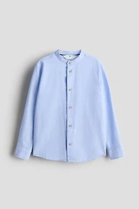 Chemise en lin mélangé avec col sans rabat