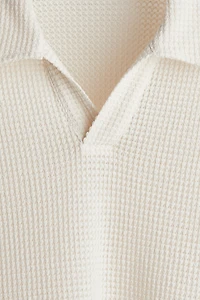 Loose-Fit Waffled Polo Shirt
