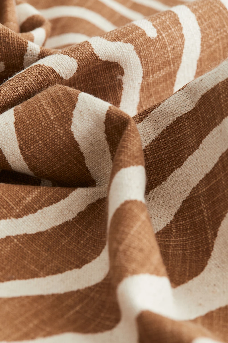 Linen-Blend Cushion Cover with Fringe