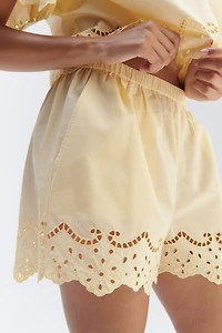 Cotton Shorts with Eyelet Embroidery