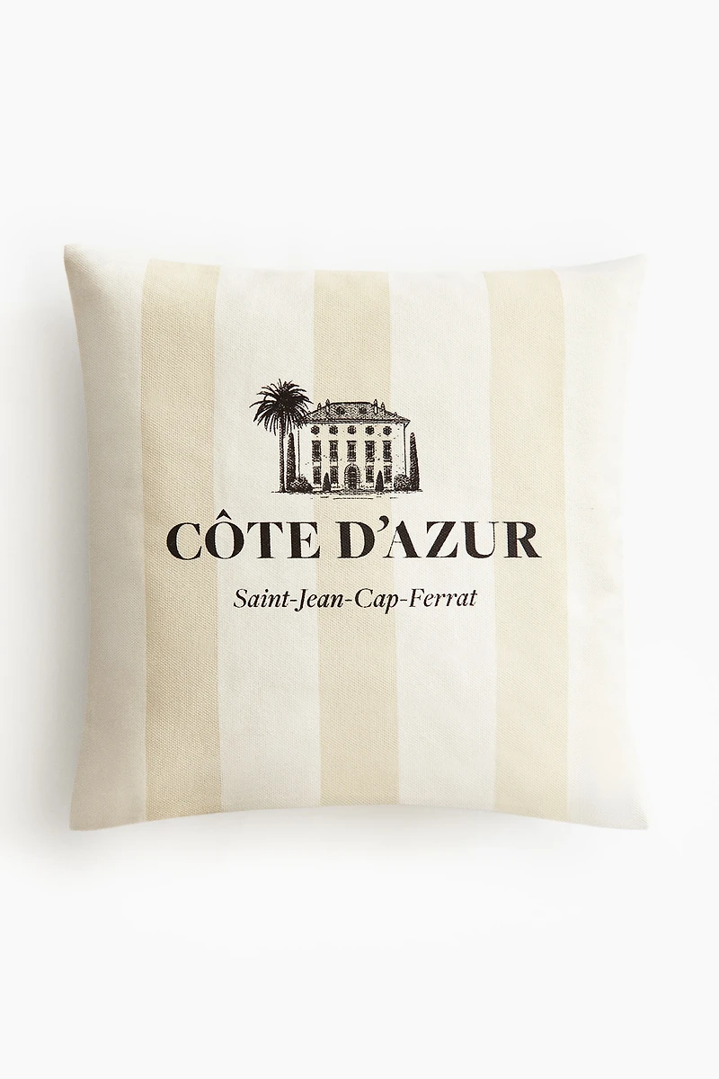 Print-Motif Canvas Cushion Cover