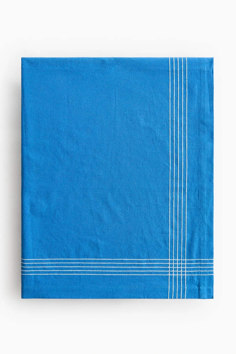 Embroidered-Motif Linen-Blend Tablecloth