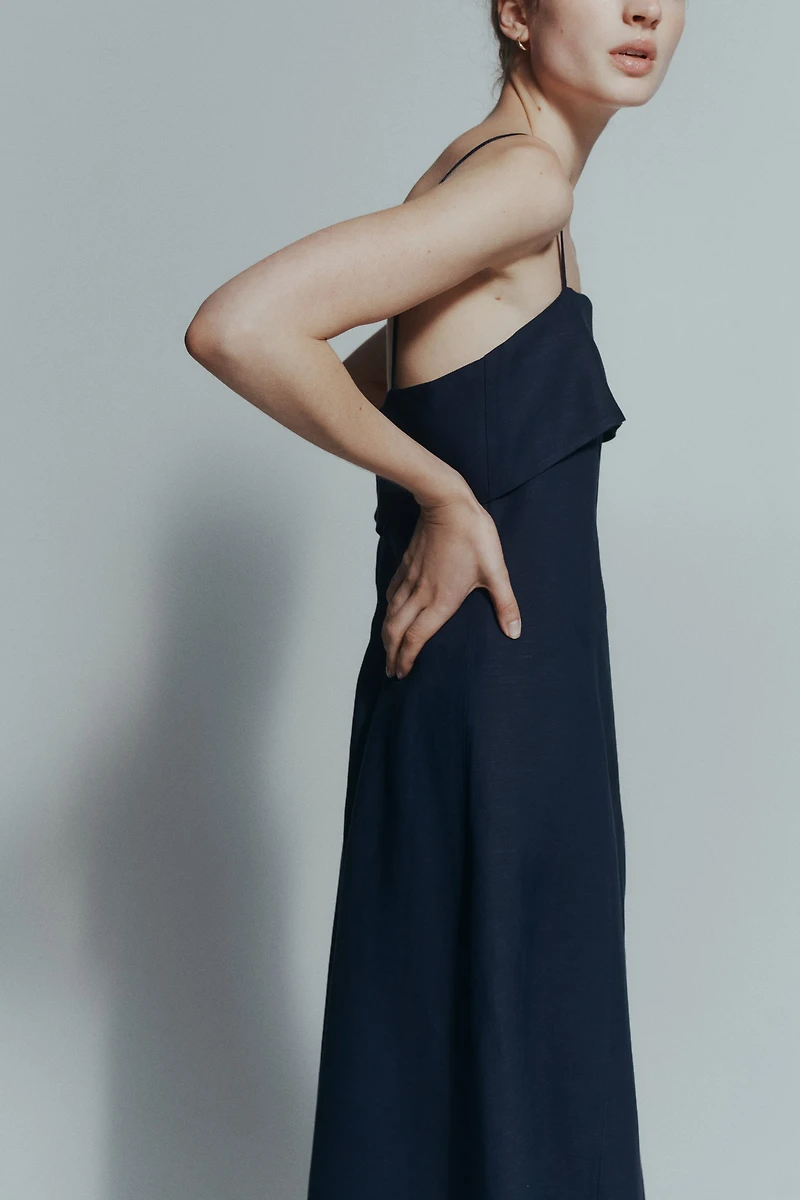 Linen-Blend Strappy Dress