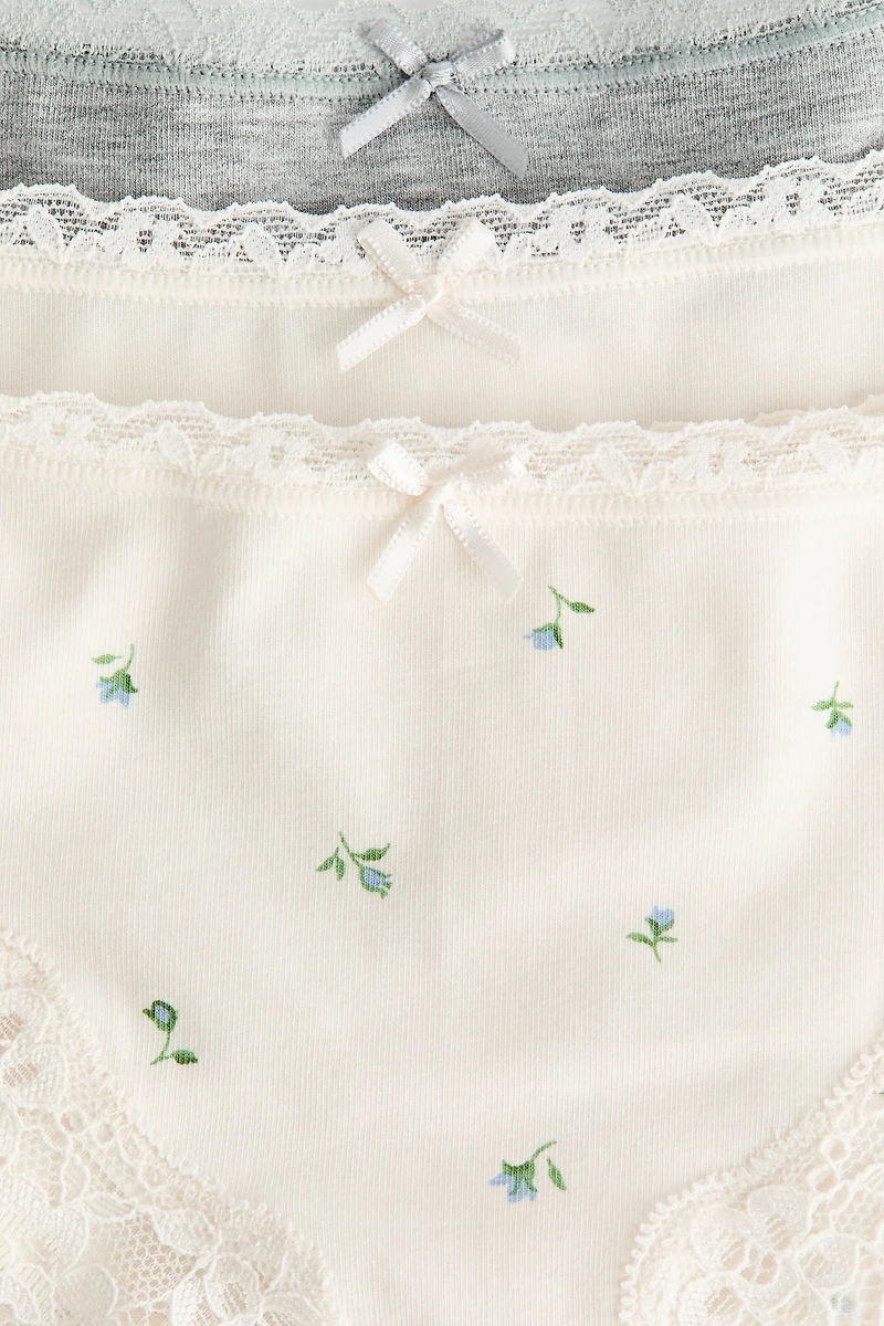 Lot de 3 culottes en coton et dentelle