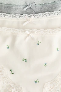 Lot de 3 culottes en coton et dentelle