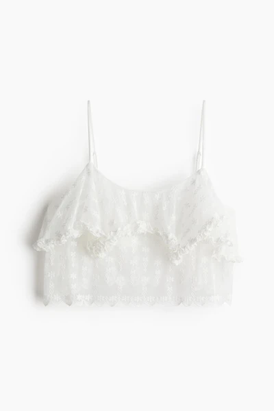 Embroidered Mesh Strappy Top