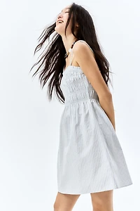 Smocked-Bodice Cotton Dress