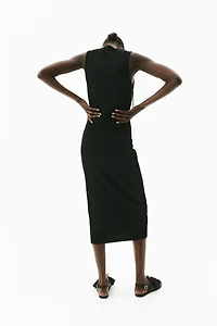 Ribbed Lacing-Detail Dress
