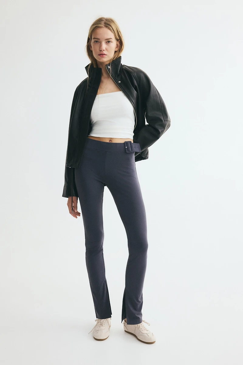Belt-Detail Nylon Pants