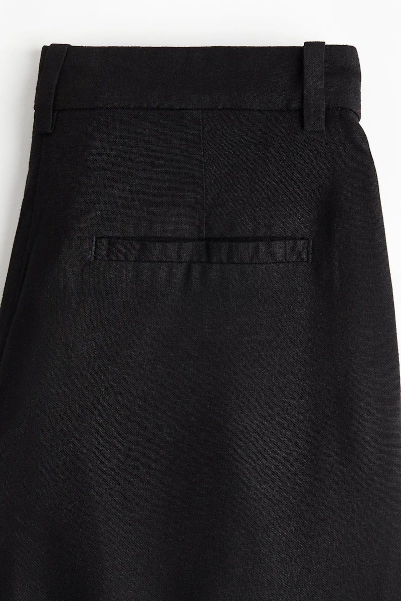 Wide-Leg Linen-Blend Pants
