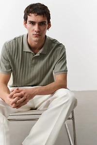 Slim-Fit Textured Jersey Polo Shirt