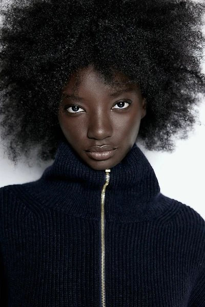 Rib-knit Half-zip Sweater