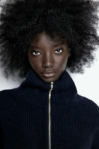Rib-knit Half-zip Sweater