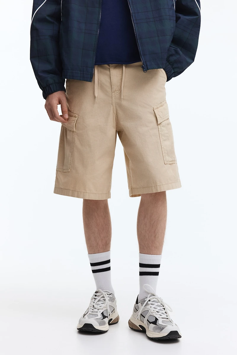 Loose-Fit Cotton Cargo Shorts