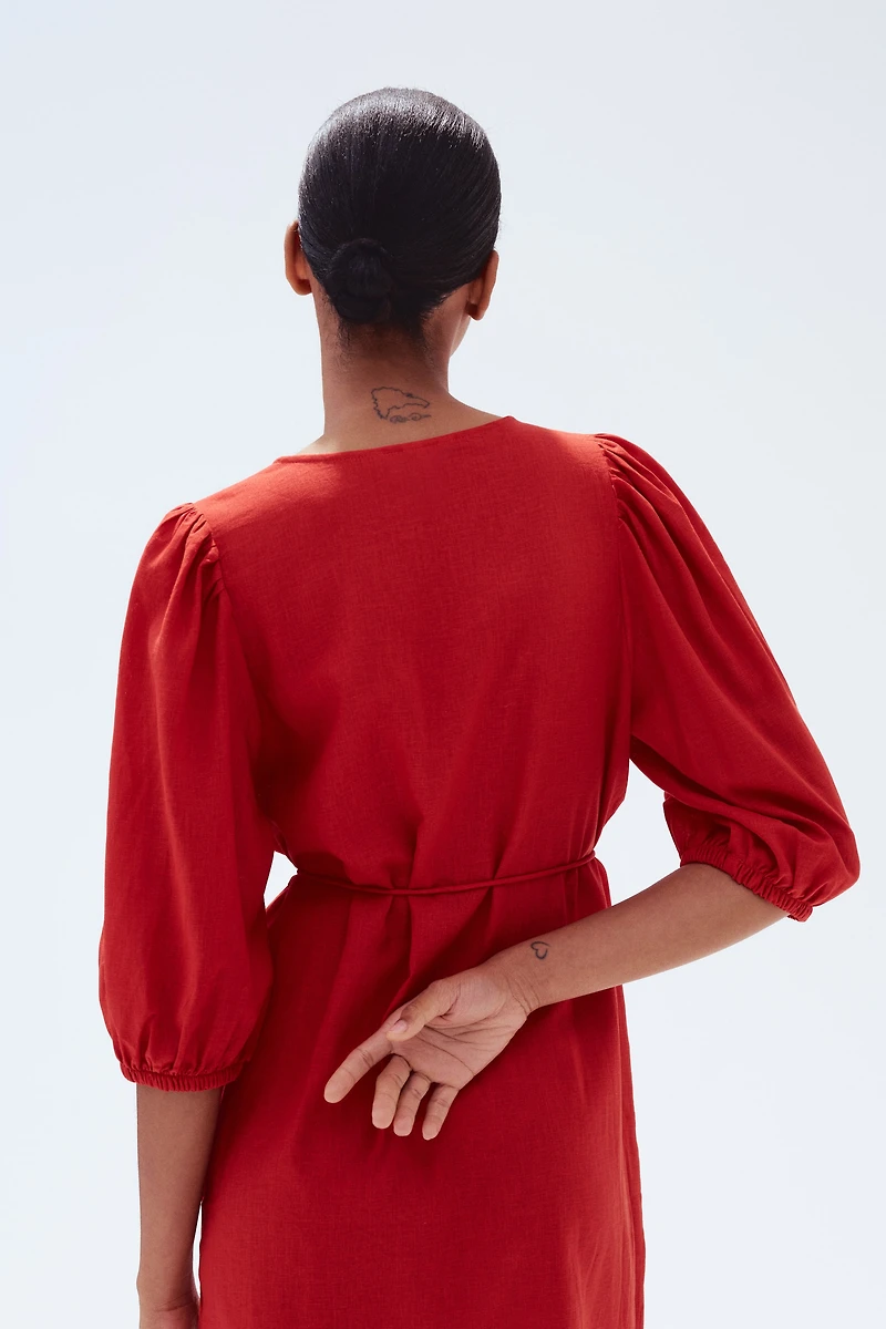 Linen-blend dress