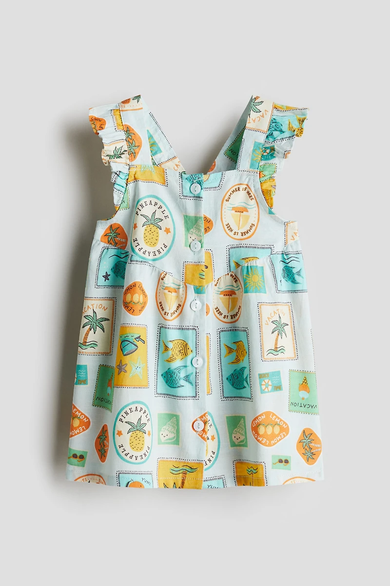 Ruffle-trimmed Cotton Dress