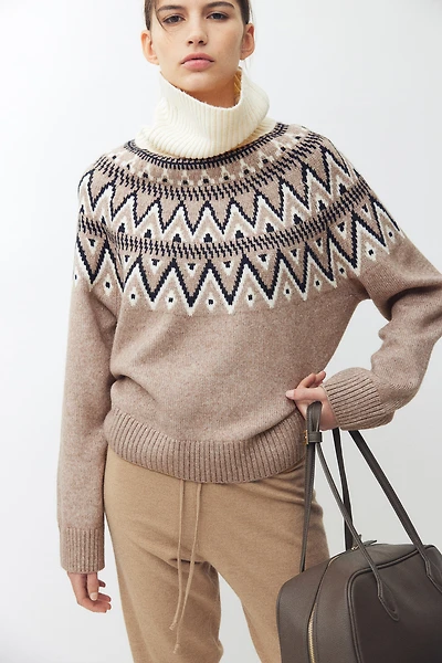 Chandail à col roulé en tricot jacquard
