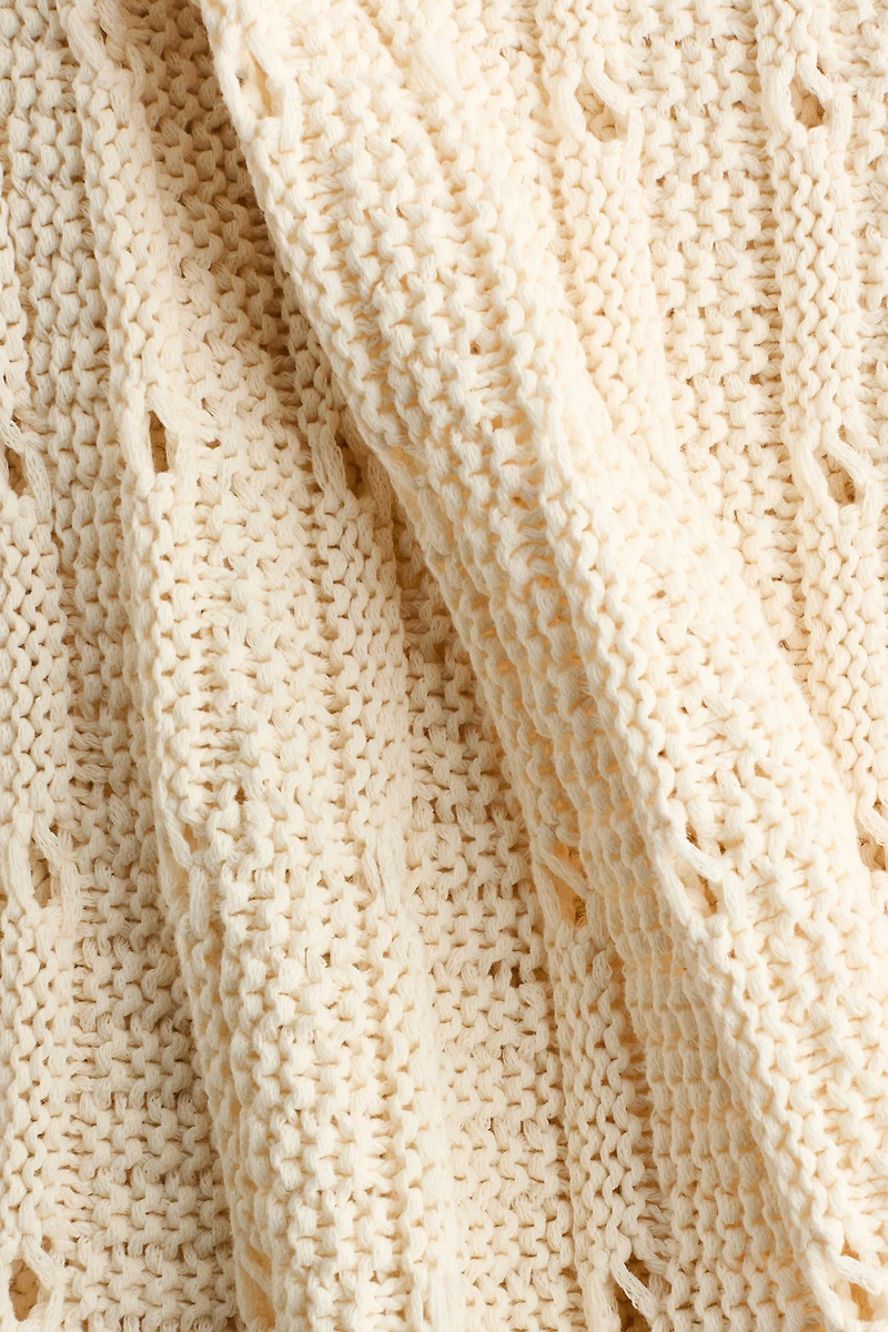 Pointelle-Knit Peplum Top