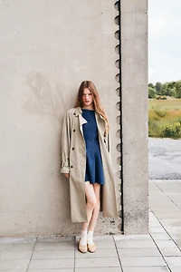 Flared-Skirt Denim Dress