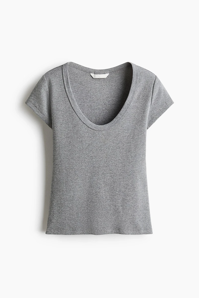 Ribbed Scoop-Neck T-Shirt