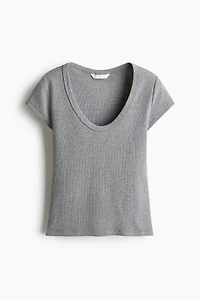 Ribbed Scoop-Neck T-Shirt