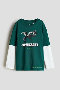 Cotton T-Shirt with Printed Motif