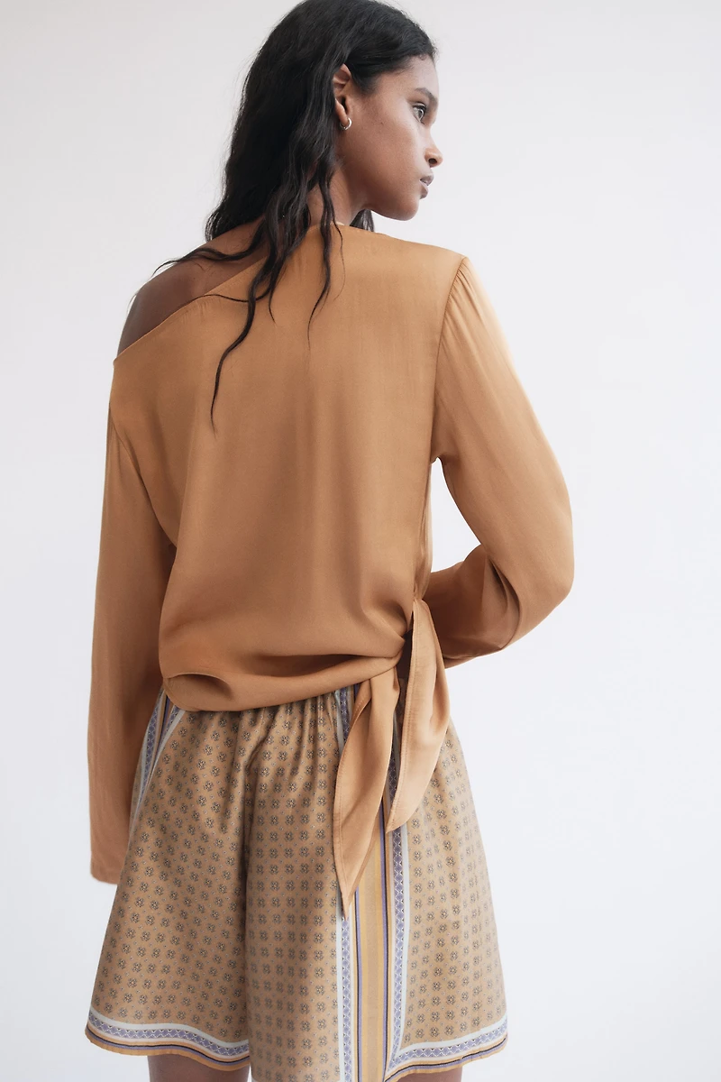 One-Shoulder Tie-Detail Top