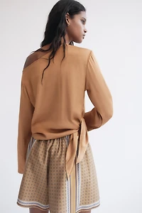 One-Shoulder Tie-Detail Top