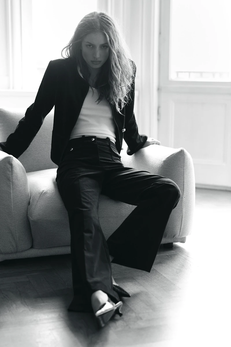 Pantalon évasé en velours