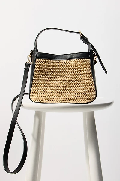 Straw-Detail Crossbody Bag