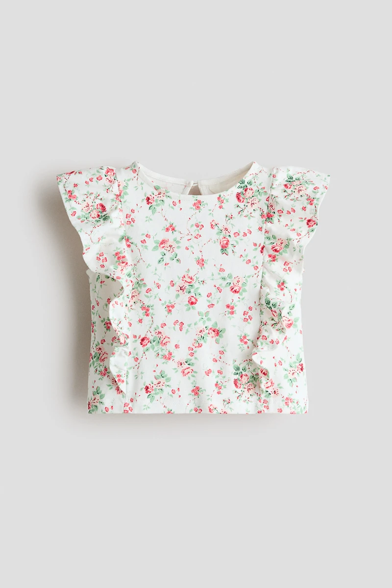 Flounce-Trimmed Cotton Top