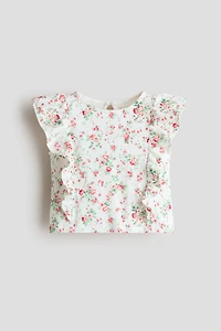 Flounce-Trimmed Cotton Top