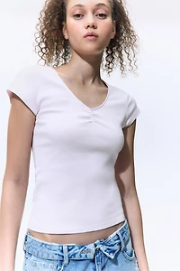 Ribbed V-Neck Top