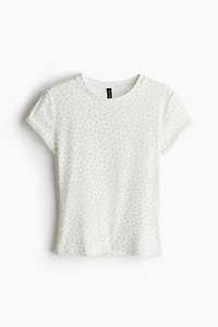 T-shirt côtelé avec dentelle