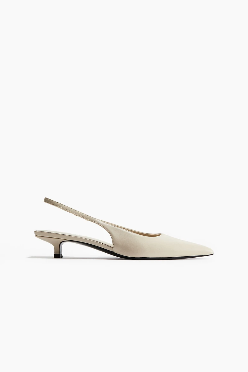 Kitten-Heeled Pointed Slingbacks