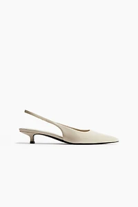 Kitten-Heeled Pointed Slingbacks
