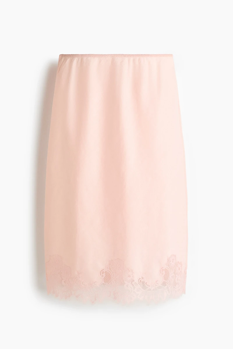 Lace-Trimmed Ramie Skirt