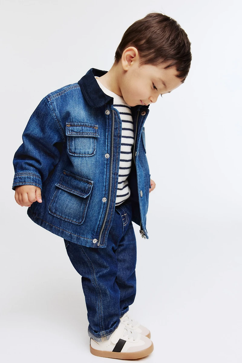 Denim Jacket with Corduroy Collar