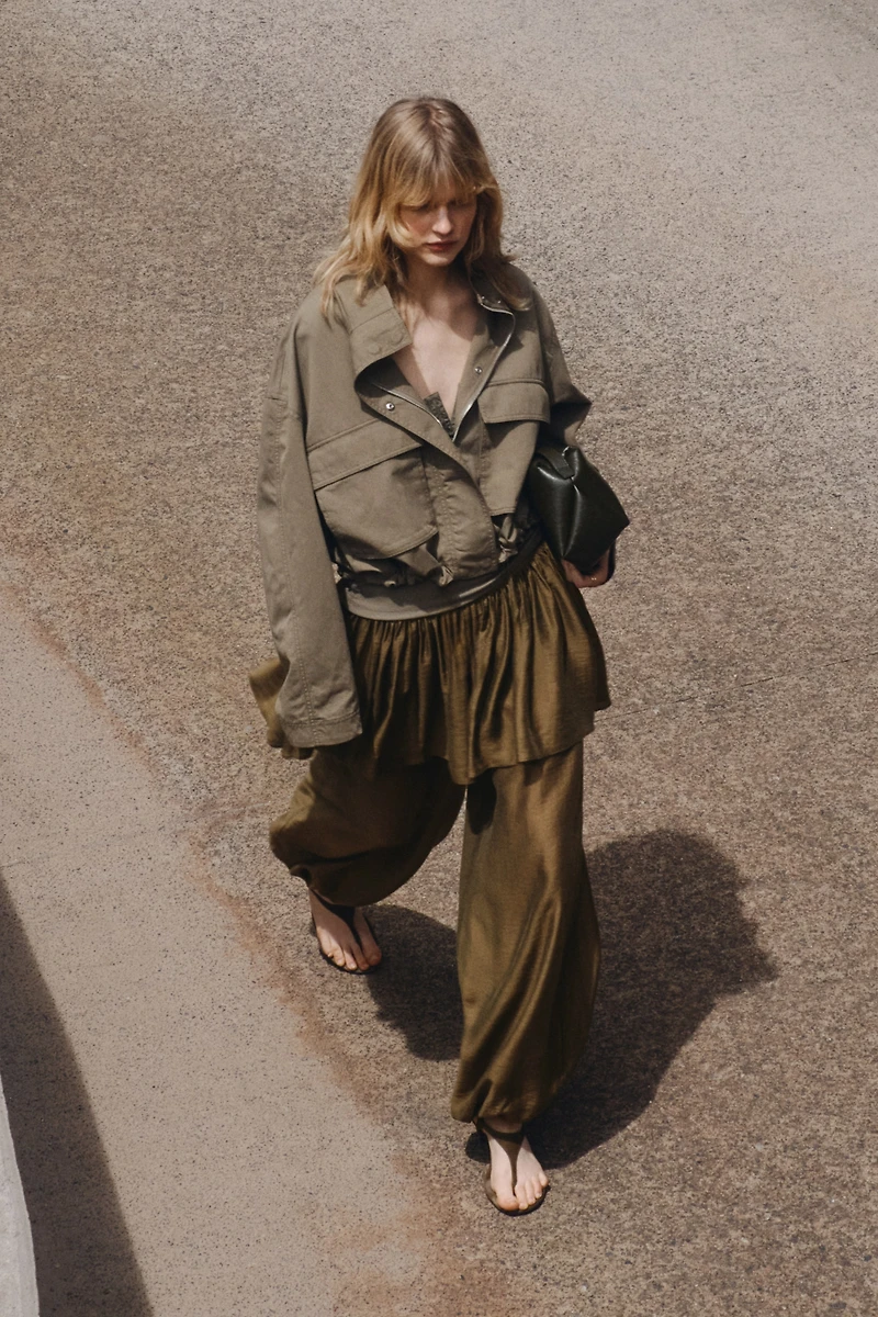 Balloon-Leg Pants with Layered Skirt