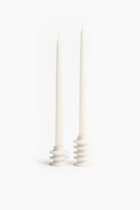 2-Piece Stoneware Candlestick Set