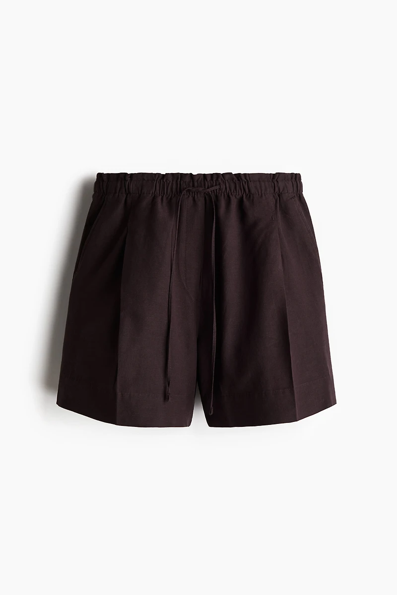 Linen-Blend Drawstring Shorts
