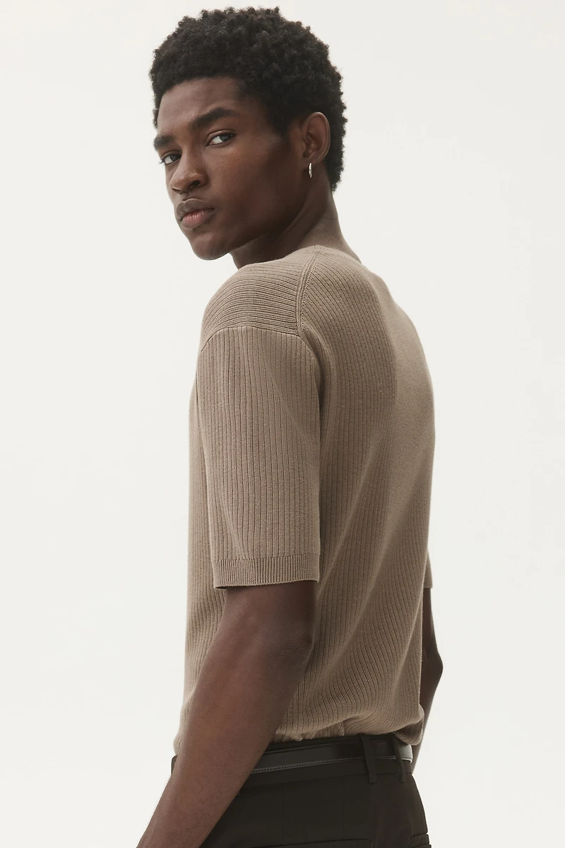Slim-Fit Rib-Knit T-Shirt