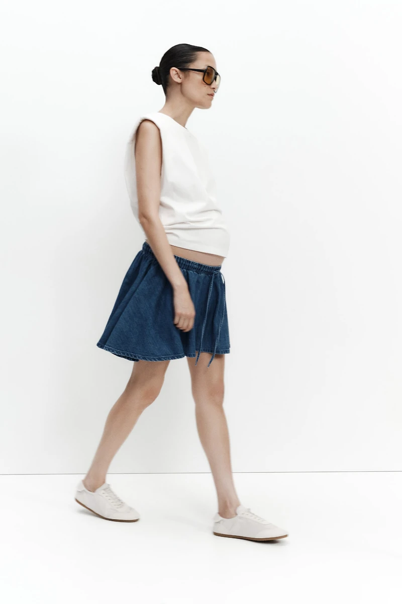 MAMA Flared Cotton-Blend Skort