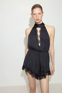 Combi-short dos nu avec dentelle