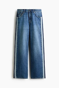 Wide Regular Jeans with Side Stripes